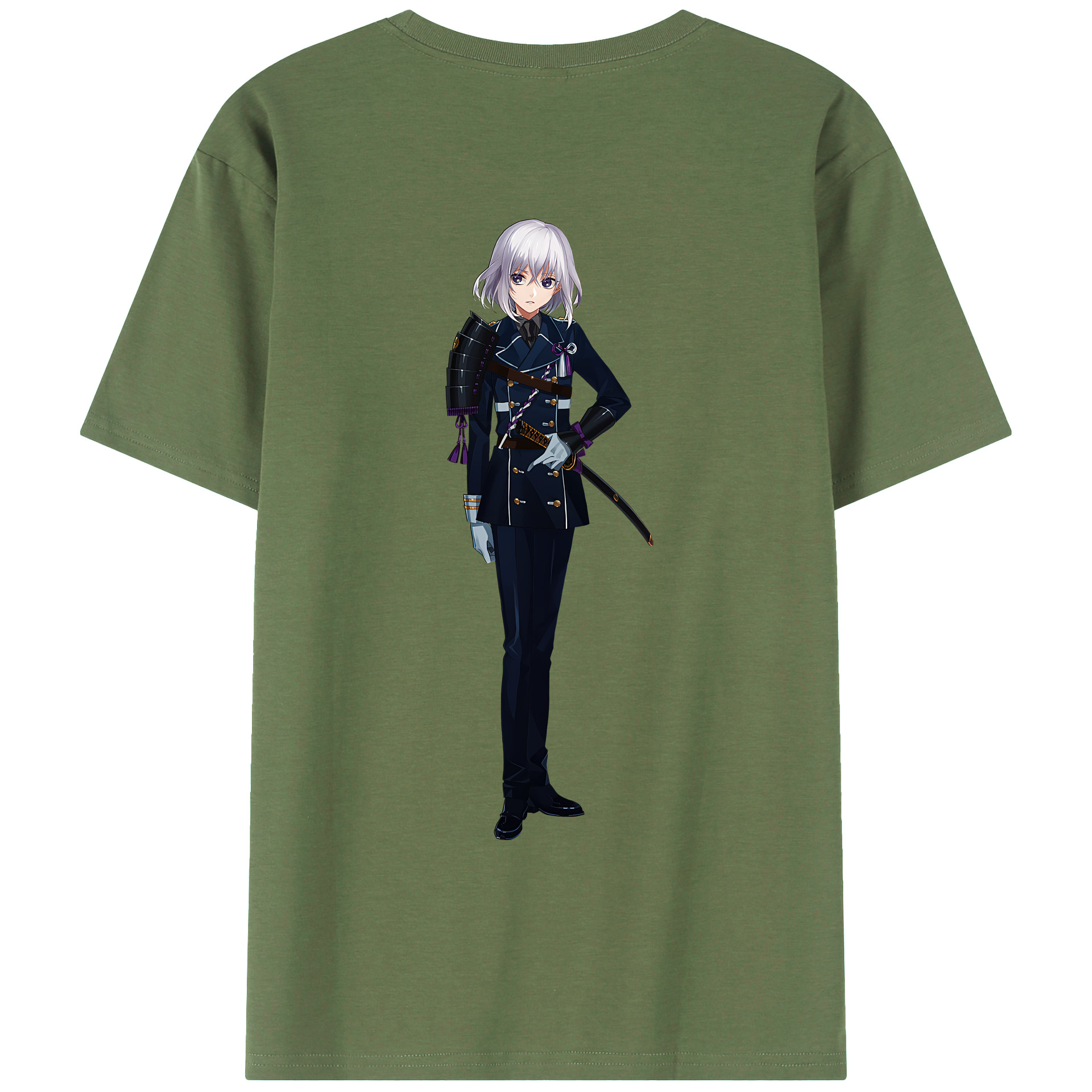 （画像用） 刀剣乱舞 Touken Ranbu 綿100％ メンズ半袖Tシャツ（バックプリント） 通気性